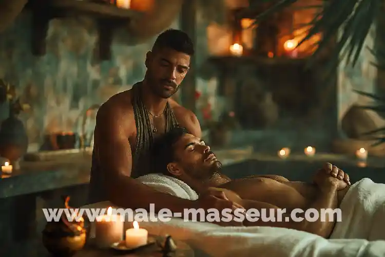 Close-up of conscious tantric bodywork focused on breath and sensation