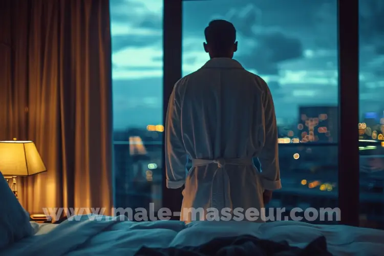 Executive relaxing in a hotel after a long congress day in Barcelona