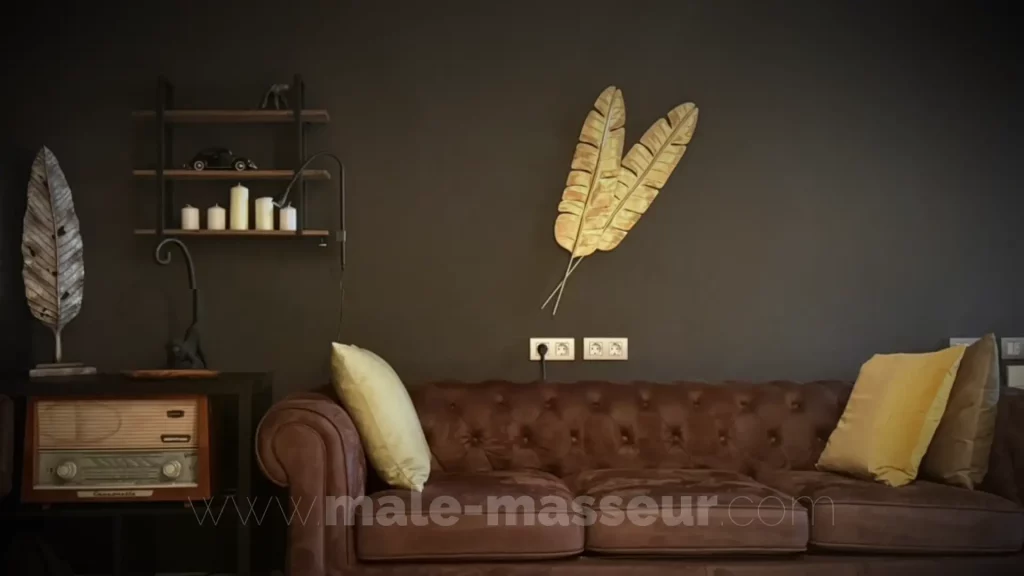 Private gay massage studio in Barcelona with warm, refined interior