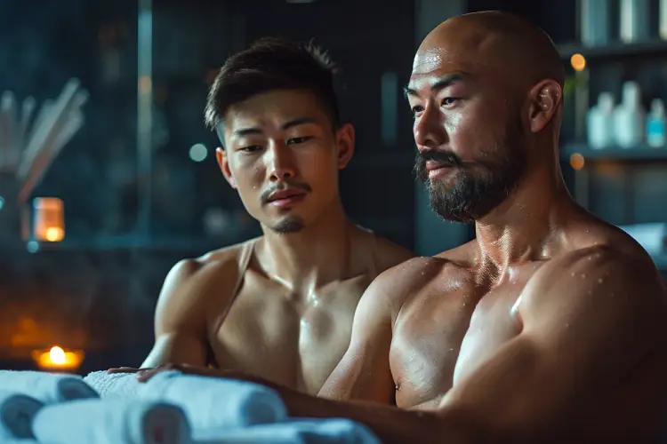 gay massage Barcelona Asian client private studio