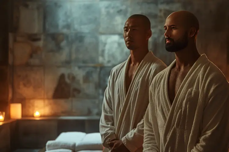 Asian man enjoying professional gay massage Barcelona